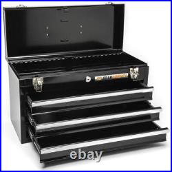 3 Drawer Tool Box Black Steel Keyed Lock Secure Storage Organizer Heavy Duty New 3 Drawer Tool Box Black Steel Keyed Lock Secure Storage Organizer Heavy Duty New
