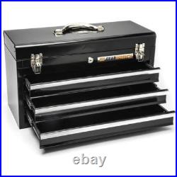 3 Drawer Tool Box Black Steel Keyed Lock Secure Storage Organizer Heavy Duty New 3 Drawer Tool Box Black Steel Keyed Lock Secure Storage Organizer Heavy Duty New