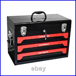 3-Drawer Tool Chest Metal Tool Box Storage Cabinet Organizer with Lock & Keys