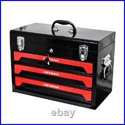 3-Drawer Tool Chest Metal Tool Box Storage Cabinet Organizer with Lock & Keys