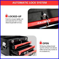 3-Drawer Tool Chest Metal Tool Box Storage Cabinet Organizer with Lock & Keys