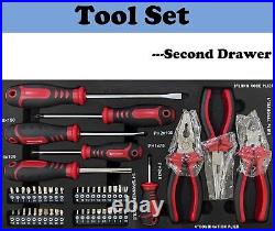 3 Drawers Portable Tool Box with 439 Piece Mechanics Tool Set & Lockable Drawers