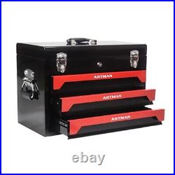 3 Drawers Tool Box Portable Metal Tool Cabinet Storage Organizer With Lock