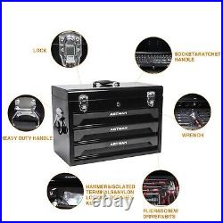 3 Drawers Tool Box with Tool Set with Key Locking Ball Bearing Slide Pull Handle