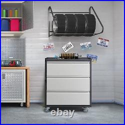3 Drawers Tool Chest Rolling Metal Storage Cabinet Black&Gray Storage Tool Box