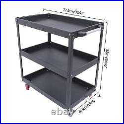 3-Tier Rolling Storage Trolley Heavy Duty Cold-rolled Steel Utility Tool Cart