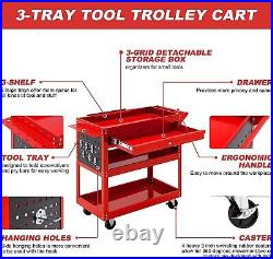 3 Tier Rolling Tool Cart, 330 LBS Capacity Heavy Duty Utility Cart Tool Organize