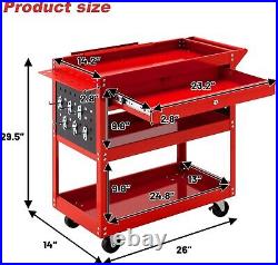 3 Tier Rolling Tool Cart, 330 LBS Capacity Heavy Duty Utility Cart Tool Organize