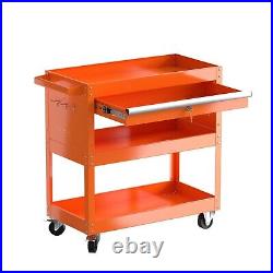 3 Tier Rolling Tool Cart Lockable Tool Box Garage Storage Organizer Utility Cart