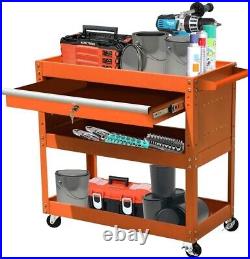 3 Tier Rolling Tool Cart Lockable Tool Box Garage Storage Organizer Utility Cart