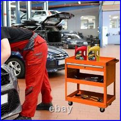 3 Tier Rolling Tool Cart Lockable Tool Box Garage Storage Organizer Utility Cart