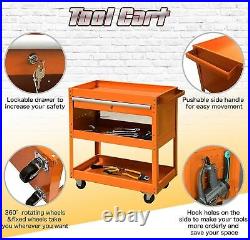 3 Tier Rolling Tool Cart Lockable Tool Box Garage Storage Organizer Utility Cart