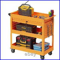 3 Tier Rolling Tool Cart Mechanic Cabinet Storage Tool Box Organizer with Drawer