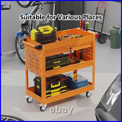 3 Tier Rolling Tool Cart Mechanic Cabinet Storage Tool Box Organizer with Drawer