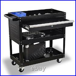 3 Tier Rolling Tool Cart Utility Cart withWheels & Drawers Metal Storage Tool Box