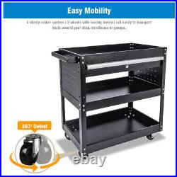 3 Tier Rolling Tool Cart Utility Cart withWheels & Drawers Metal Storage Tool Box