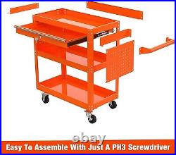 3 Tier Rolling Tool Cart, Utility Drawer Tool Cart with Wheels, 350 lbs Capacity