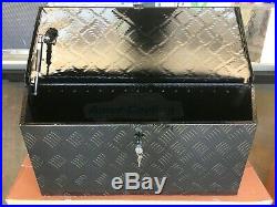 35L Aluminum Black Tongue Underbody Tool Box Trailer RV Tool Storage Bed withLock