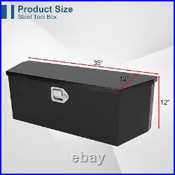 35X12X12 Truck Tool Box Black Heavy Duty Steel Metal Trailer Tongue Box Pick