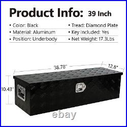 39 Inch Truck Bed Tool Boxes Heavy Duty Aluminum with Sliding Shelf, Diamond Plat