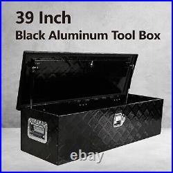 39 Inch Truck Bed Tool Boxes Heavy Duty Aluminum with Sliding Shelf, Diamond Plat