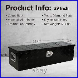 39 Inch Truck Bed Tool Boxes Heavy Duty Aluminum with Sliding Shelf, Diamond Plat