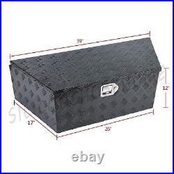 39 L X15.5 W X12 H 5 Bar Aluminum Trailer Tongue Truck Tool Box Storage Black