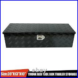 39x13x10black Aluminum Pickup Truck Trunk Bed Tool Box Underbody Storage+lock