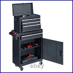 4-Drawer Rolling Tool Chest 2 in 1 Detachable Organizer Tool Box Storage Cabinet
