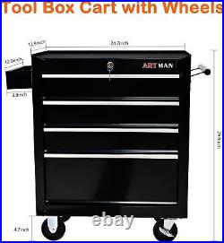 4-Drawer Rolling Tool Chest, Tool Box Steel Storage Cabinet Cart with Lock & Wheels