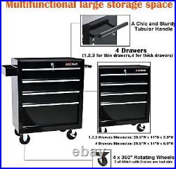 4-Drawer Rolling Tool Chest, Tool Box Steel Storage Cabinet Cart with Lock & Wheels