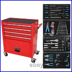 4-Drawer Rrolling Tool Box, 24.4 With 4 Wheels and Drawers With Tools, for Gara