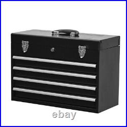 4-Drawer Tool Box Portable Steel Tool Chest witjh Cylinder Lock & Latch Closure