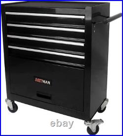 4-Drawer Tool Box Rolling Tool Chest, Tool Storage Cabinet for Garage (Black)