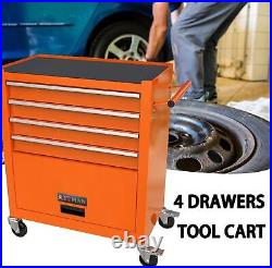 4 Drawers Rolling Tool Cart Storage Tool Chest Tool Box Organizer for Garage New