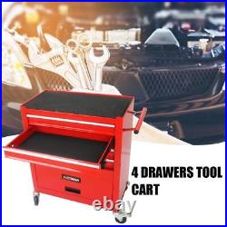 4 Drawers Rolling Tool Cart Tool Storage Tool Box Tool Chest with Wheel Red