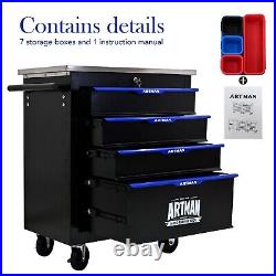 4 Drawers Rolling Tool Chest Storage Cabinet Box with Wheels Garage Workshop