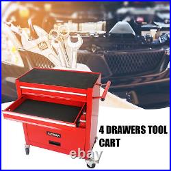 4 Drawers Tool Box Cart Tool Storage Cabinet Rolling Tool Chest with Wheels