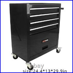 4 Drawers Tool Cabinet with Tool Sets with Wheels Tool Box with Handle-BLACK