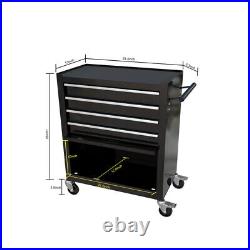 4 Drawers Tool Cabinet with Tool Sets with Wheels Tool Box with Handle-BLACK
