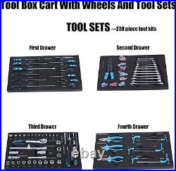 4 Drawers Tool Cart withTool Sets, Rolling Tool Box Mechanic Tool Storage withWheels