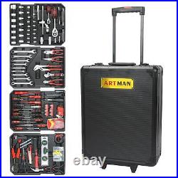 4 Layer Tool Box with Rolling Wheels Complete Tool Set Organizer Storage