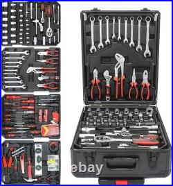 4 Layers Household Hand Tool Box Practical Repair Tools Set With Wheel (Black)
