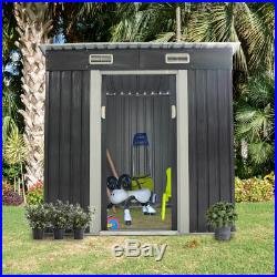 4 x 6FT Outdoor Storage Shed Tool House Box Steel Utility Backyard Garden Gray