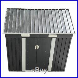 4 x 6FT Outdoor Storage Shed Tool House Box Steel Utility Backyard Garden Gray