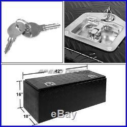 42x18x16 Black Aluminum Pickup Truck Trunk Bed Tool Box Trailer Storage+lock