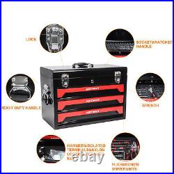 439 Piece 3 Drawers Portable Tool Box with Mechanics Tool Set Lockable Drawers