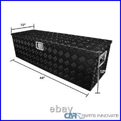 44x15 Truck Pick-up Black Aluminum Tool Box Trailer Storage with Lock & Chain