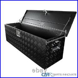 44x15 Truck Pick-up Black Aluminum Tool Box Trailer Storage with Lock & Chain