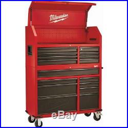 46 in. 16-Drawer Steel Tool Chest and Rolling Cabinet Set, Textured Red and Blac